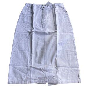 NWT Avenue by Jessica London White Denim Midi Skirt, Size 18 Tall, 100% Cotton